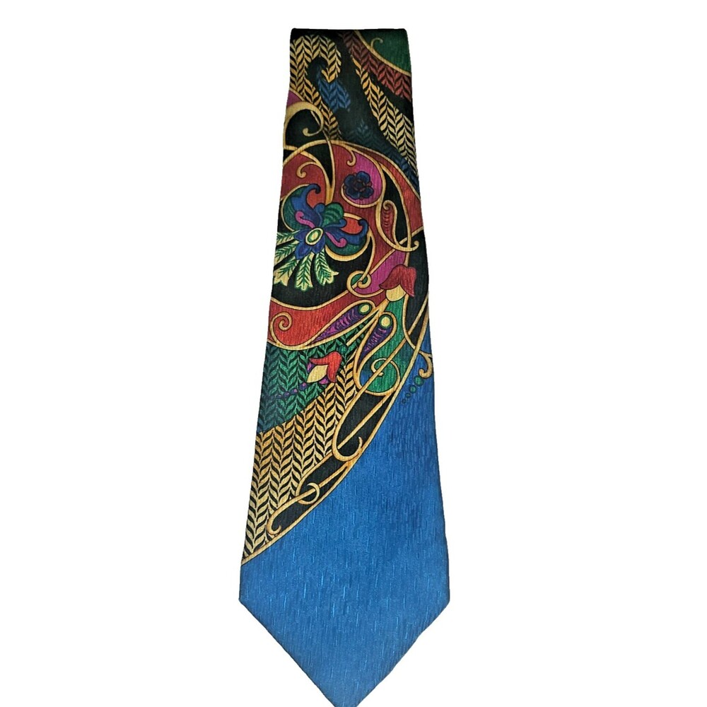*Stunning* Vintage Vitaliano Pancaldi Silk Tie w/ Original Gold Chain Hardware